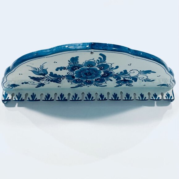 Delft Holland Blue On White Handpainted Floral Ceramic Cutlery Spoon Rack - Picture 4 of 5